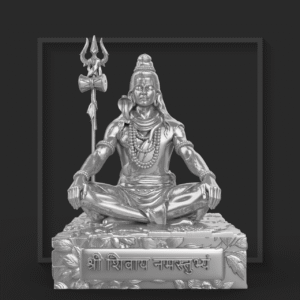 elegant shivji sitting idol for car dashboard & computer desk – 3d printed with premium silver colour finish